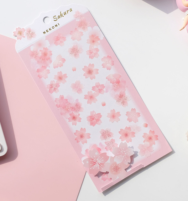 Sakura - arkusz naklejek dekoracyjnych z motywem zwierząt: deer, panda, pingwin (kolor: różowy) - Wianko - 3