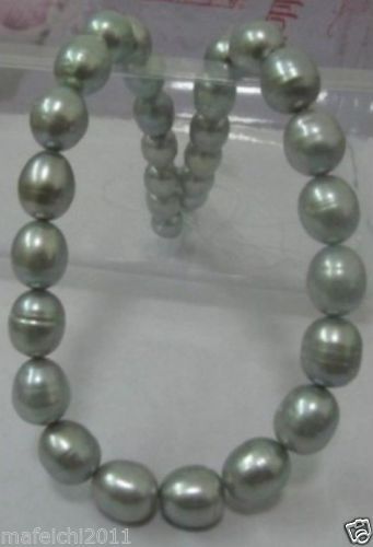 Naszyjnik łańcuszkowy HABITOO Tahitian srebrny szary barokowy, 11-13mm pereł, 18 długość, srebrna zapinka, biżuteria dla kobiet - Wianko - 1
