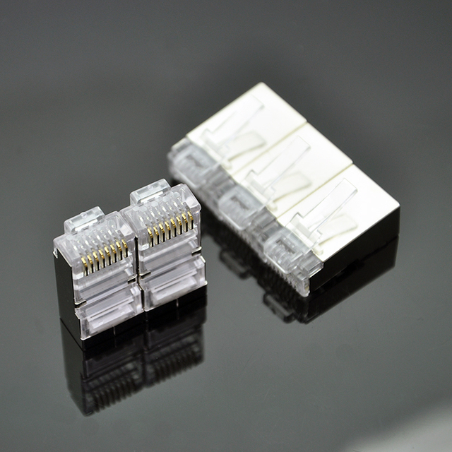 Wtyki modułowe ekranowane RJ45 8P8C z otworami 1.3mm do kabli Ethernet Cat6/6A/7 AWG23-24 - Wianko - 3