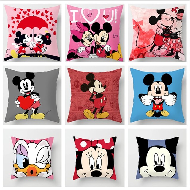 Miękka poszewka na poduszkę Disney Mickey Mouse Minnie Mouse, pluszowa, 45x45cm - Wianko - 1