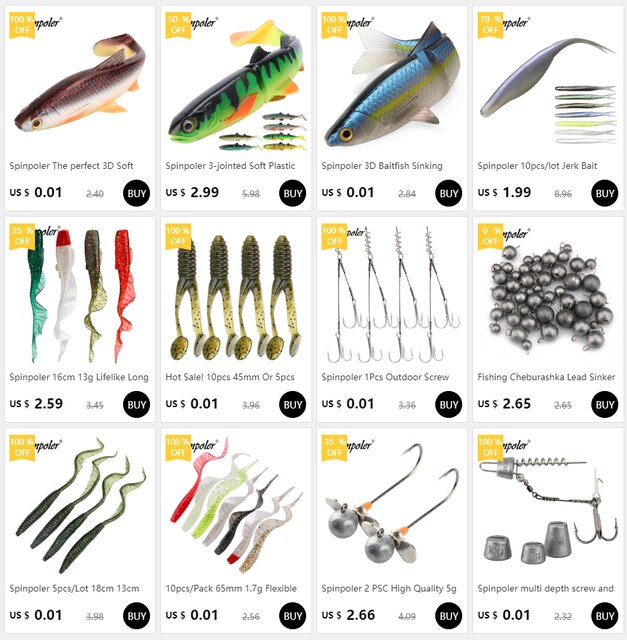 Przynęty Spinpoler Fishing Lure Swimbait, 10 sztuk w woreczku, silikonowe i plastikowe, długi tren, różne wagi - 1.5g, 2.7g, 3.8g - Wianko - 22