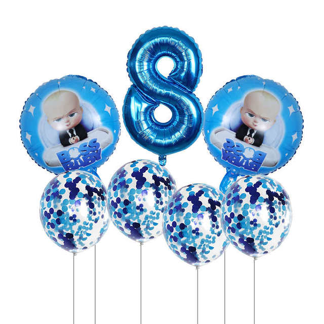 Boss Baby balon 30 cal, zestaw 7 sztuk, balony foliowe w kształcie cyfr Baby Shower 1 2 3 4 5 6 - dekoracja urodzinowa Cartoon helem Globos - Wianko - 8