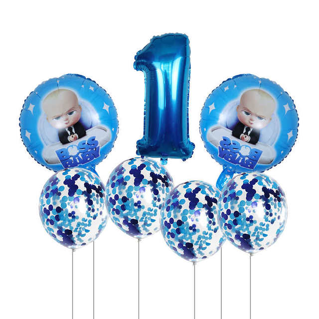 Boss Baby balon 30 cal, zestaw 7 sztuk, balony foliowe w kształcie cyfr Baby Shower 1 2 3 4 5 6 - dekoracja urodzinowa Cartoon helem Globos - Wianko - 1