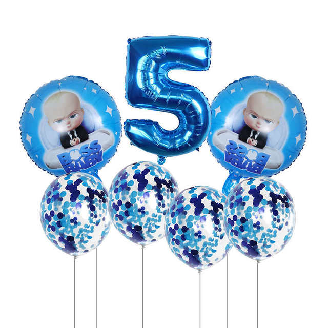 Boss Baby balon 30 cal, zestaw 7 sztuk, balony foliowe w kształcie cyfr Baby Shower 1 2 3 4 5 6 - dekoracja urodzinowa Cartoon helem Globos - Wianko - 5