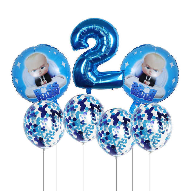 Boss Baby balon 30 cal, zestaw 7 sztuk, balony foliowe w kształcie cyfr Baby Shower 1 2 3 4 5 6 - dekoracja urodzinowa Cartoon helem Globos - Wianko - 2