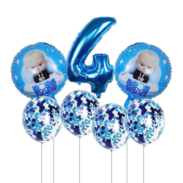 Boss Baby balon 30 cal, zestaw 7 sztuk, balony foliowe w kształcie cyfr Baby Shower 1 2 3 4 5 6 - dekoracja urodzinowa Cartoon helem Globos - Wianko - 4