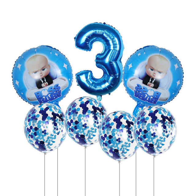 Boss Baby balon 30 cal, zestaw 7 sztuk, balony foliowe w kształcie cyfr Baby Shower 1 2 3 4 5 6 - dekoracja urodzinowa Cartoon helem Globos - Wianko - 3