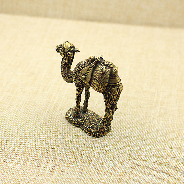 Mosiądzowa figurka zwierzęca z jedwabnej drogi - rzeźba wielbłąda w stylu retro, ozdoba biurka i dekoracja wnętrza - Wianko - 3