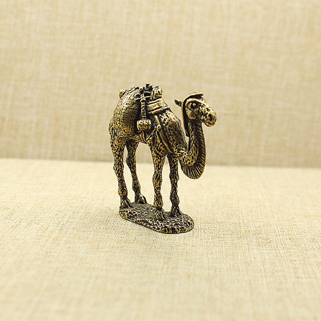 Mosiądzowa figurka zwierzęca z jedwabnej drogi - rzeźba wielbłąda w stylu retro, ozdoba biurka i dekoracja wnętrza - Wianko - 4