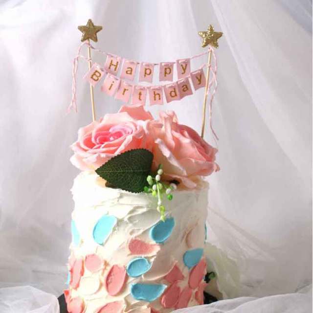 Topper na tort urodzinowy flaga Banner 1 - dekoracja tortu urodzinowego w stylu Baby Shower dla chłopców i dziewczynek oraz przyjęć ślubnych - Wianko - 2