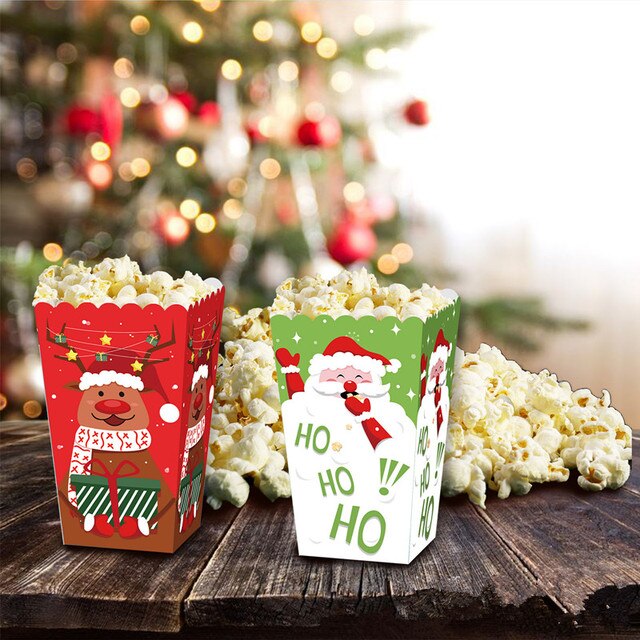 6 sztuk papierowych pudełek na popcorn, cukierki i ciastka dla dzieci - Dekoracje świąteczne DIY - Wianko - 4