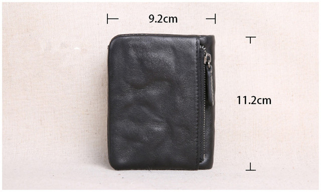 Klasyczny portfel męski z prawdziwej skóry w stylu vintage literka PNDME ze skóry wołowej - krotki model na karty, monety i banknoty - Wianko - 1