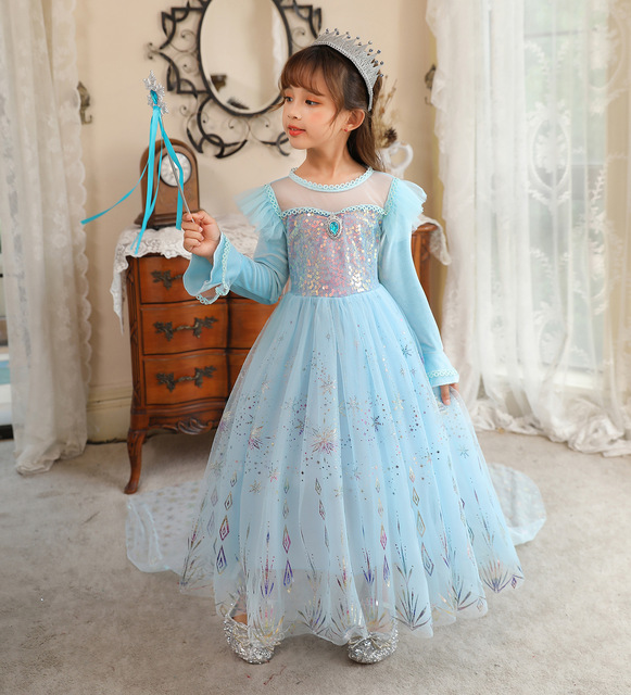 Kostium dla dziewczynek Frozen 2 - sukienka Księżniczki Elsy, inspirowana Królową Śniegu, na Boże Narodzenie, karnawał, cosplay, dla dzieci w wieku 3-10 lat - Wianko - 5