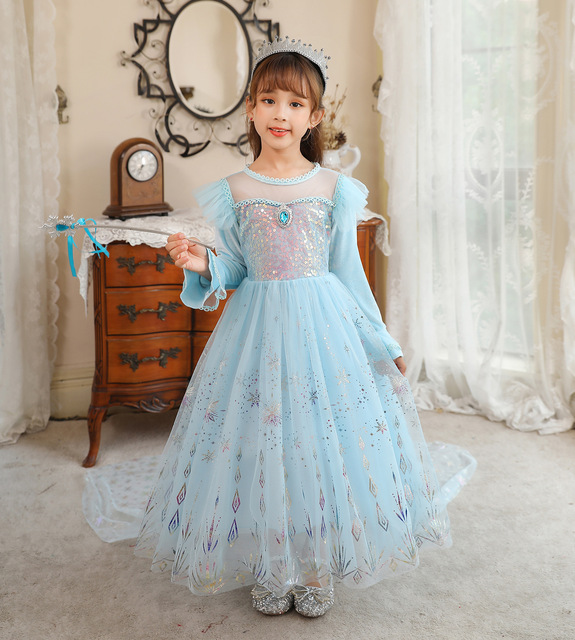 Kostium dla dziewczynek Frozen 2 - sukienka Księżniczki Elsy, inspirowana Królową Śniegu, na Boże Narodzenie, karnawał, cosplay, dla dzieci w wieku 3-10 lat - Wianko - 7