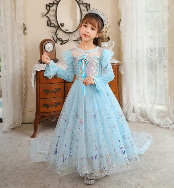 Kostium dla dziewczynek Frozen 2 - sukienka Księżniczki Elsy, inspirowana Królową Śniegu, na Boże Narodzenie, karnawał, cosplay, dla dzieci w wieku 3-10 lat - Wianko - 10