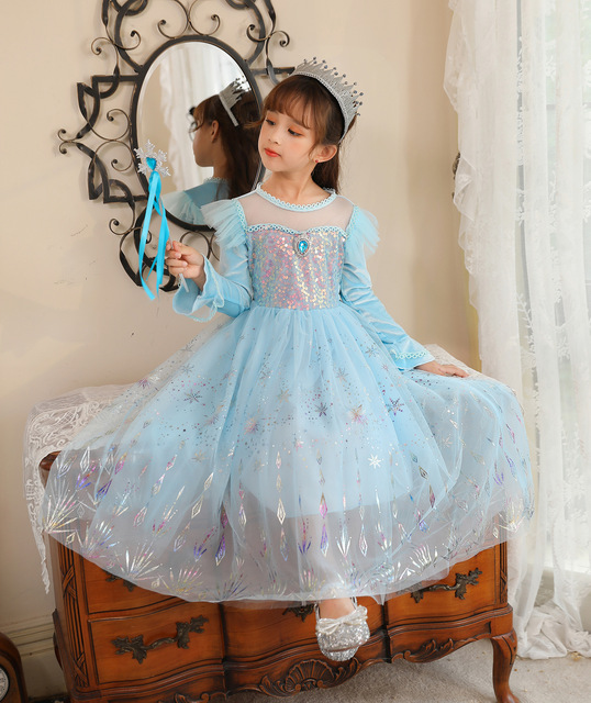 Kostium dla dziewczynek Frozen 2 - sukienka Księżniczki Elsy, inspirowana Królową Śniegu, na Boże Narodzenie, karnawał, cosplay, dla dzieci w wieku 3-10 lat - Wianko - 11