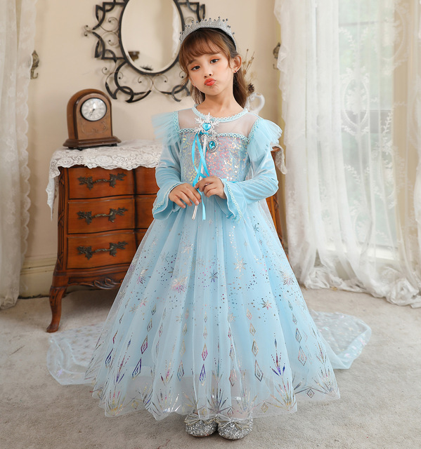 Kostium dla dziewczynek Frozen 2 - sukienka Księżniczki Elsy, inspirowana Królową Śniegu, na Boże Narodzenie, karnawał, cosplay, dla dzieci w wieku 3-10 lat - Wianko - 9