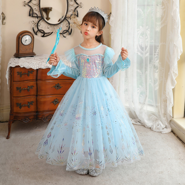 Kostium dla dziewczynek Frozen 2 - sukienka Księżniczki Elsy, inspirowana Królową Śniegu, na Boże Narodzenie, karnawał, cosplay, dla dzieci w wieku 3-10 lat - Wianko - 3