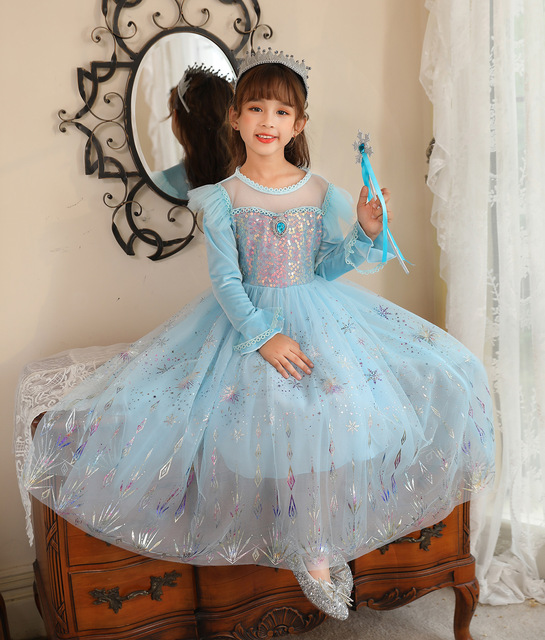 Kostium dla dziewczynek Frozen 2 - sukienka Księżniczki Elsy, inspirowana Królową Śniegu, na Boże Narodzenie, karnawał, cosplay, dla dzieci w wieku 3-10 lat - Wianko - 6