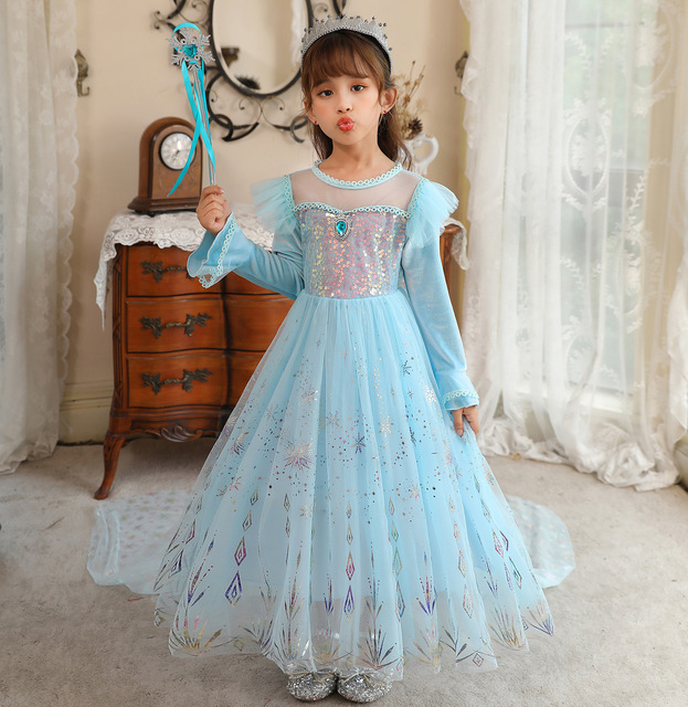 Kostium dla dziewczynek Frozen 2 - sukienka Księżniczki Elsy, inspirowana Królową Śniegu, na Boże Narodzenie, karnawał, cosplay, dla dzieci w wieku 3-10 lat - Wianko - 2