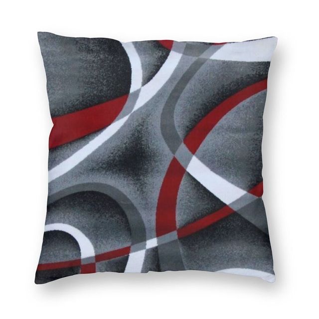 Nowoczesna abstrakcyjna poszewka na poduszkę, szary/czerwony, wzór Nordic, geometryczna tekstura - Wianko - 1
