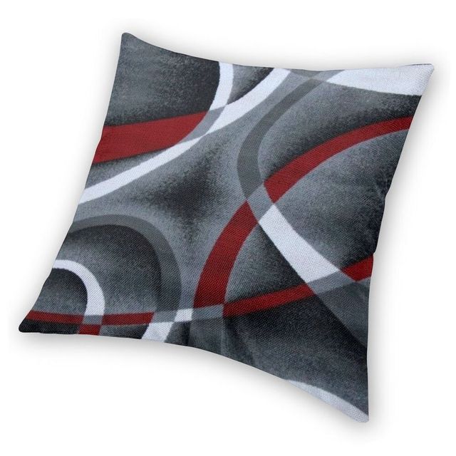 Nowoczesna abstrakcyjna poszewka na poduszkę, szary/czerwony, wzór Nordic, geometryczna tekstura - Wianko - 3