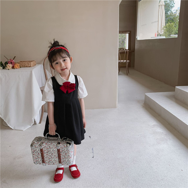 Dziewczęce zestawy sukienek 2021 w mundurku szkolnym: biała bluzka + sukienka bez rękawów dla dziewczynek - Wianko - 23