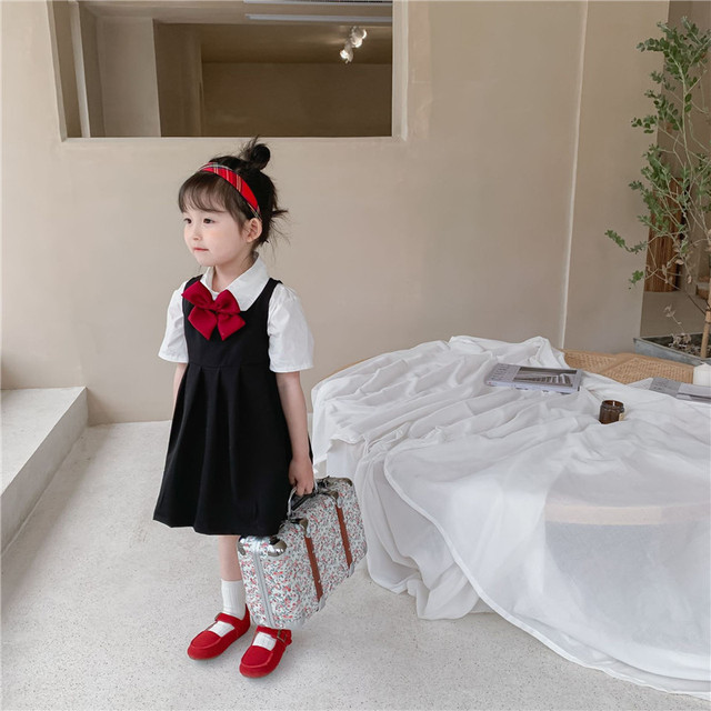 Dziewczęce zestawy sukienek 2021 w mundurku szkolnym: biała bluzka + sukienka bez rękawów dla dziewczynek - Wianko - 26
