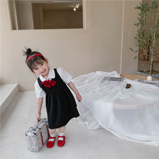 Dziewczęce zestawy sukienek 2021 w mundurku szkolnym: biała bluzka + sukienka bez rękawów dla dziewczynek - Wianko - 17