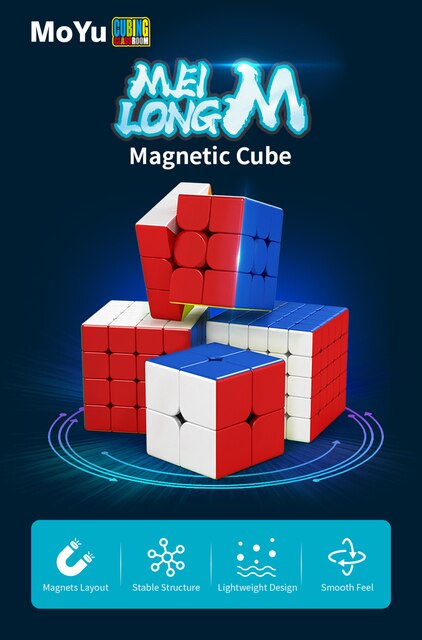 MoYu Meilong M - Magnetyczna magiczna kostka prędkościowa dla profesjonalistów - Cubo Magico 2x2 3x3 4x4 5x5 - Antystresowa zabawka dla dorosłych i dzieci - Wianko - 2