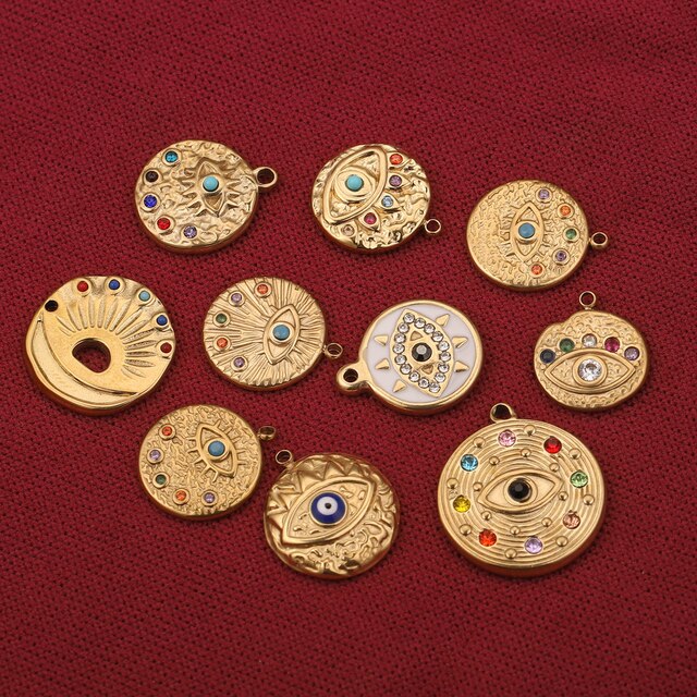Zestaw 5 wisiorków DIY z wyjątkowej jakości stali nierdzewnej 18k złota, ozdobionych cyrkoniami - idealne elementy do kolczyków i naszyjników biżuteryjnych - Wianko - 4