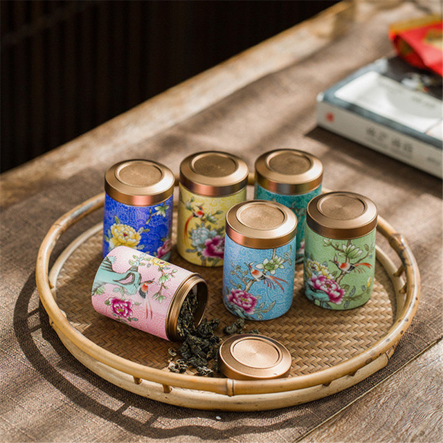 Ceramiczne Mini Kolorowe Puszki na Herbatę z Emalią - Przenośne Pojemniki na Przyprawy z Caddy - Zbiorniki Gospodarstwa Domowego - Wianko - 3