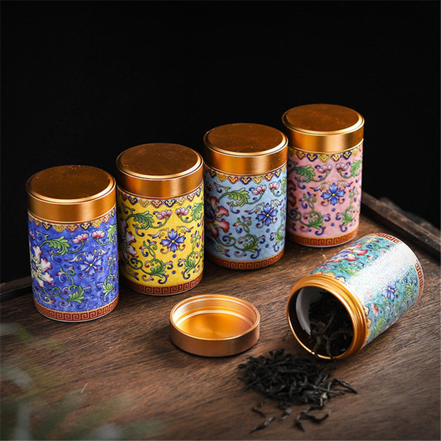 Ceramiczne Mini Kolorowe Puszki na Herbatę z Emalią - Przenośne Pojemniki na Przyprawy z Caddy - Zbiorniki Gospodarstwa Domowego - Wianko - 12