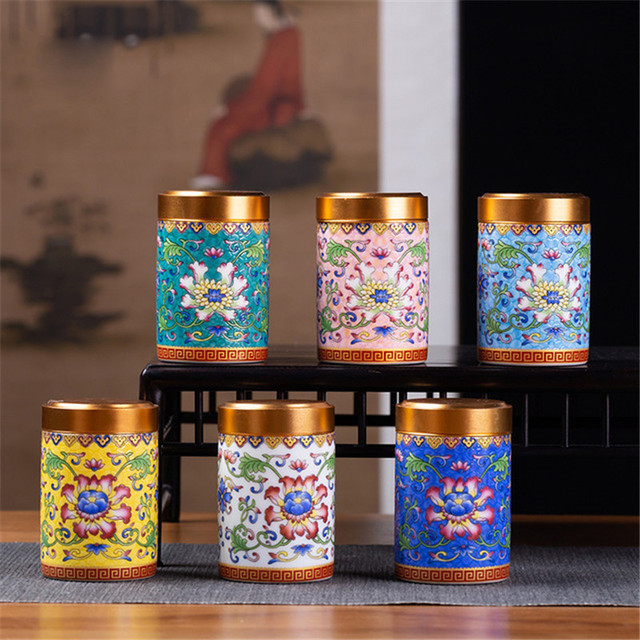 Ceramiczne Mini Kolorowe Puszki na Herbatę z Emalią - Przenośne Pojemniki na Przyprawy z Caddy - Zbiorniki Gospodarstwa Domowego - Wianko - 2