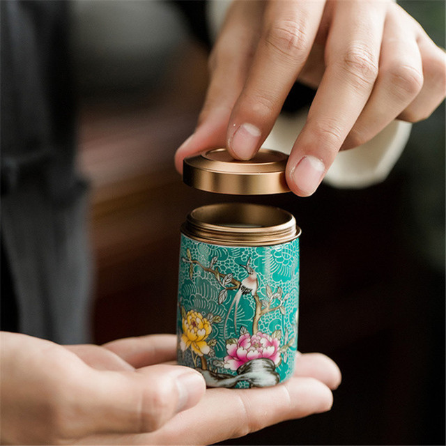 Ceramiczne Mini Kolorowe Puszki na Herbatę z Emalią - Przenośne Pojemniki na Przyprawy z Caddy - Zbiorniki Gospodarstwa Domowego - Wianko - 5