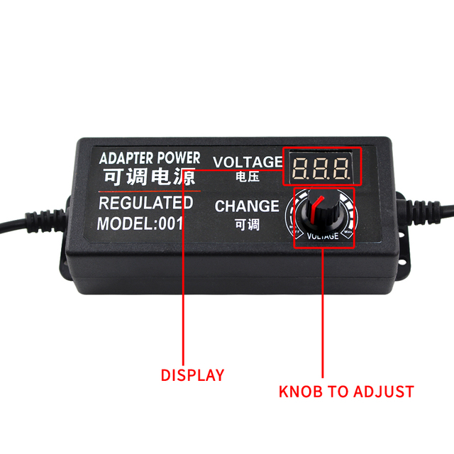 Uniwersalny regulowany adapter AC/DC z 8 wtyczkami, moc zasilania od 3V do 24V, wyjścia 3V, 5V, 6V, 9V, 12V, 15V, 18V, 24V, prąd 3A i 5A - Wianko - 10