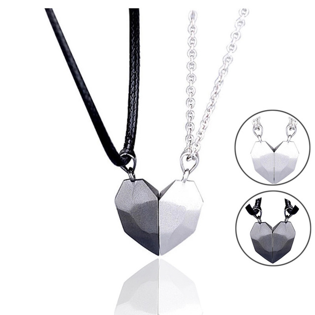 Kreatywny naszyjnik z wisiorkiem - magnetyczne połączenie miłości, biżuteria dla par z sercem, 2 sztuki - Wianko - 10