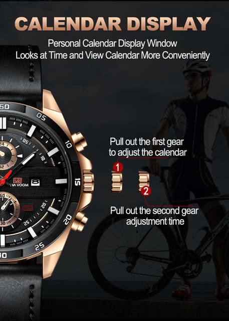 Męski zegarek sportowy Marka X z kalendarzem, kwarcowy, skórzany pasek - Wianko - 7