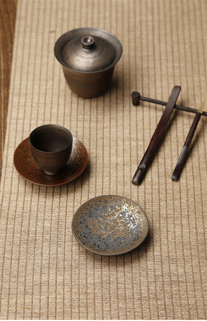 Gruba ceramika - uchwyt na kubek herbaty i podkładka - japońska doniczka ceramiczna, termiczna mata izolacyjna - Wianko - 7