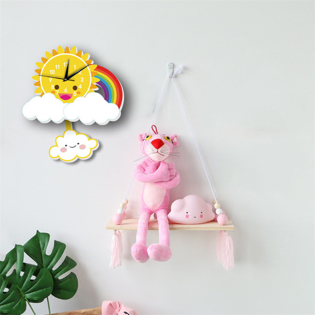 Zegar ścienny z wisiorkiem dekoracyjnym Cute Cartoon Swinging Sun Rainbow dla dzieci - Wianko - 5