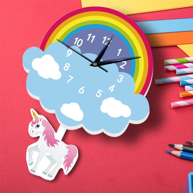 Zegar ścienny z wisiorkiem dekoracyjnym Cute Cartoon Swinging Sun Rainbow dla dzieci - Wianko - 10
