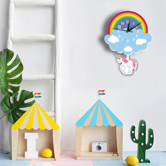 Zegar ścienny z wisiorkiem dekoracyjnym Cute Cartoon Swinging Sun Rainbow dla dzieci - Wianko - 8