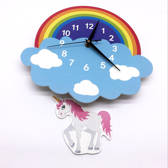 Zegar ścienny z wisiorkiem dekoracyjnym Cute Cartoon Swinging Sun Rainbow dla dzieci - Wianko - 9