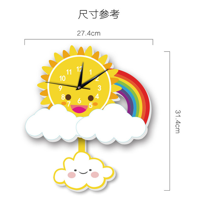 Zegar ścienny z wisiorkiem dekoracyjnym Cute Cartoon Swinging Sun Rainbow dla dzieci - Wianko - 7