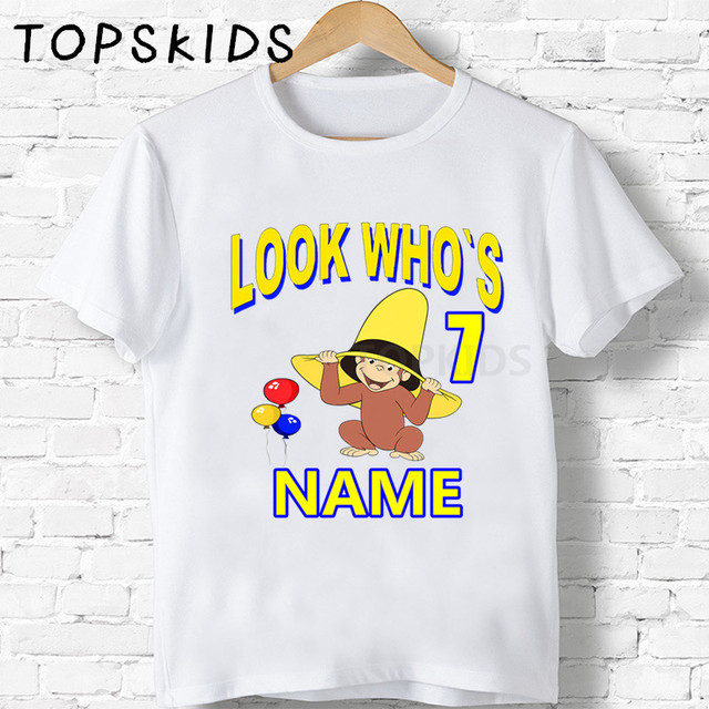 Koszulka dziecięca z bohaterem George na urodziny, wzór małpy, numer 1-10, dla chłopców i dziewczynek - Wianko - 10