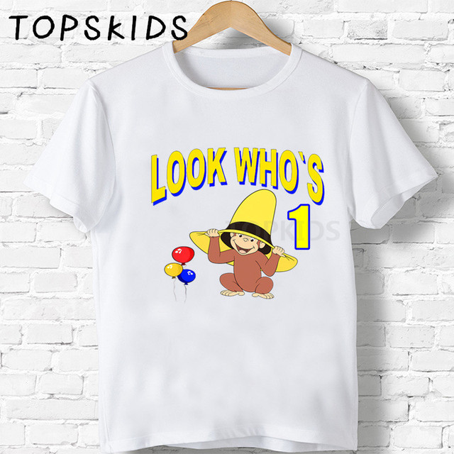 Koszulka dziecięca z bohaterem George na urodziny, wzór małpy, numer 1-10, dla chłopców i dziewczynek - Wianko - 14