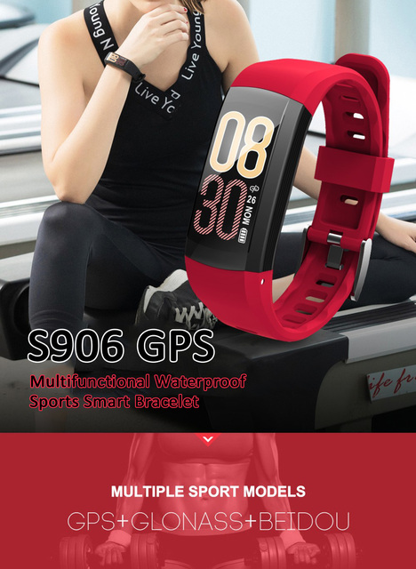 Zegarek S906 - kolorowy ekran, tętno, ciśnienie krwi, wodoodporny IP68, przypomnienie informacji, męska bransoletka - Wianko - 1