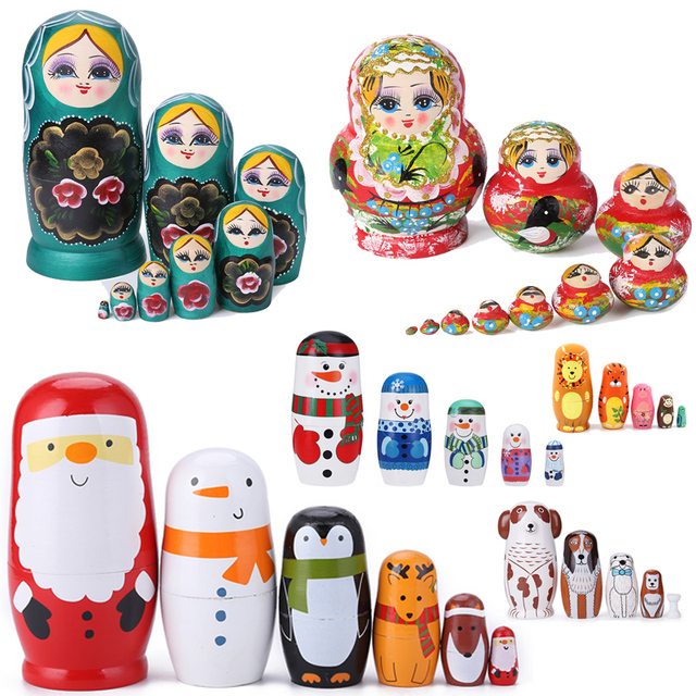 Drewniane lalki Matryoshka z kreskówek - zabawki rękodzielnicze, prezenty dla dzieci, dekoracje świąteczne - Wianko - 14