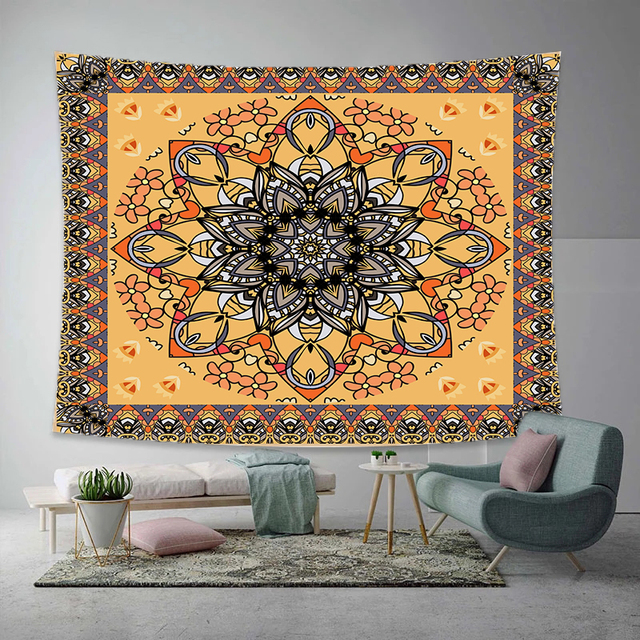 Floral Tapestry Mandala z bordiurą Paisley - ozdoba ścienna do salonu i sypialni, różne rozmiary - Wianko - 7