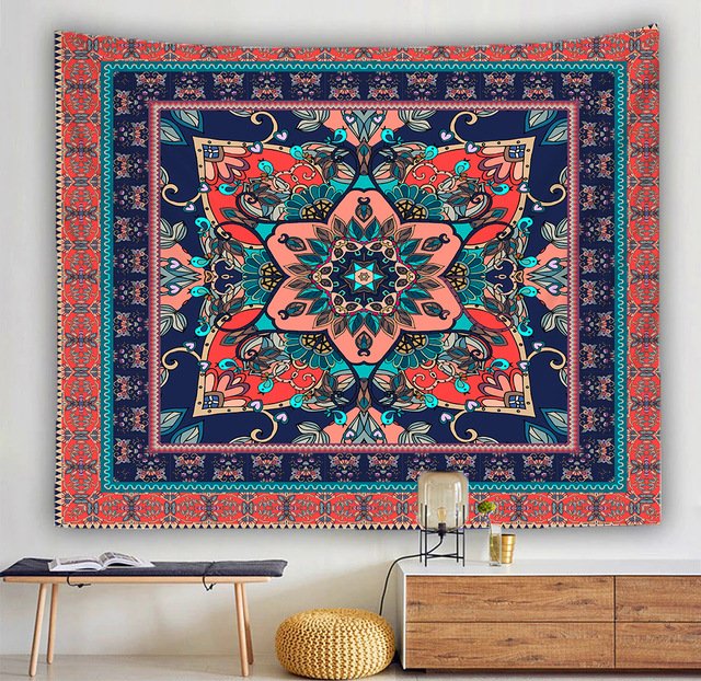 Floral Tapestry Mandala z bordiurą Paisley - ozdoba ścienna do salonu i sypialni, różne rozmiary - Wianko - 3